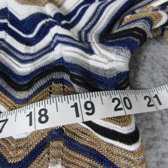Chico's Travelers Cardigan sweater  size 1 (M) Seafaring Blue Zig Zag Stitch - Picture 12 of 15